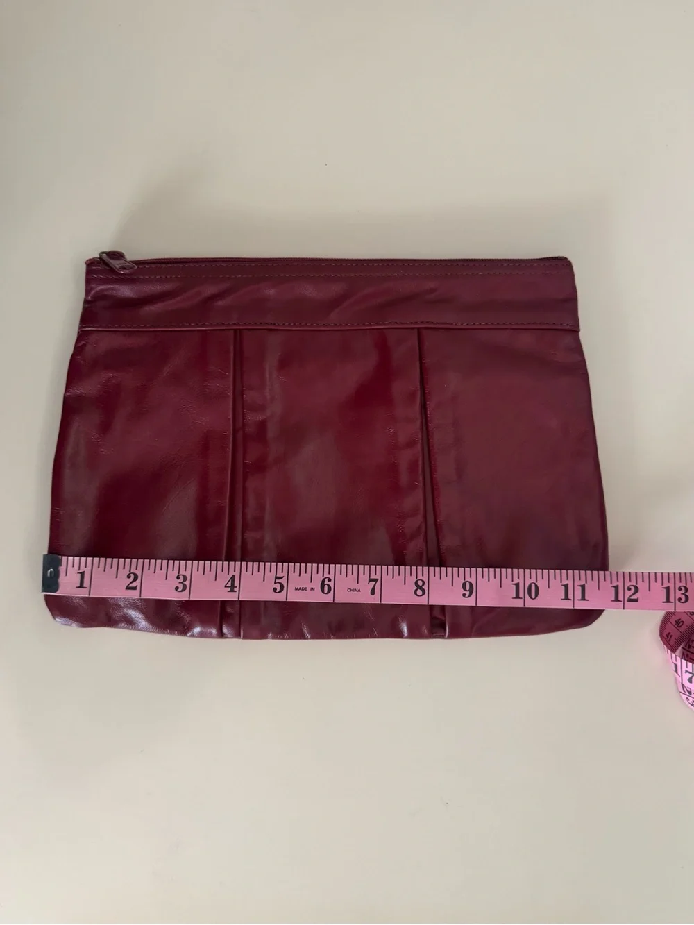 ♥️ Vintage Leather Clutch in Deep Wine Brick Red Burgundy Travel Accessories Bag